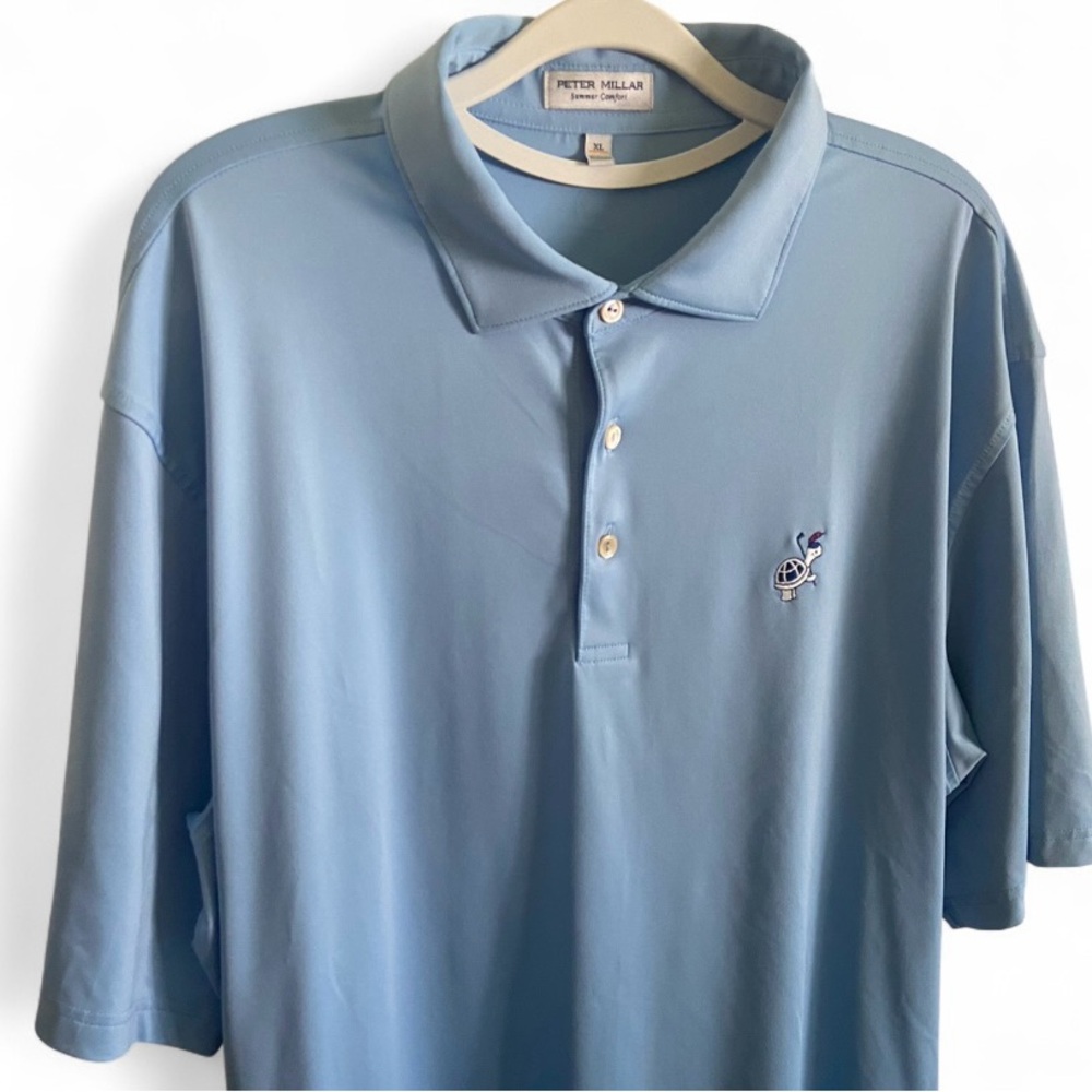 Peter Millar Designer Baby Blue Golf Polo Summer Comfort Mens Shirt Size XL NWOT